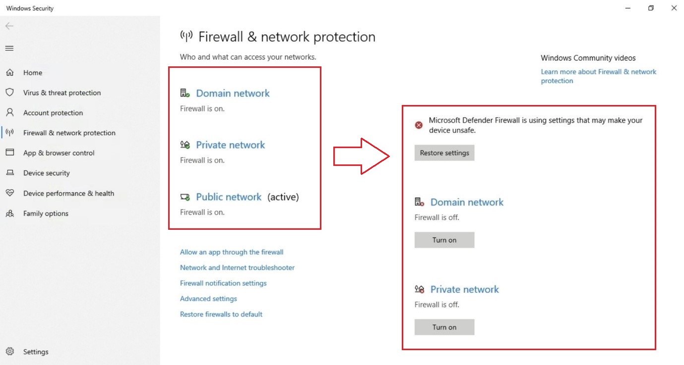 Firewall deaktivieren