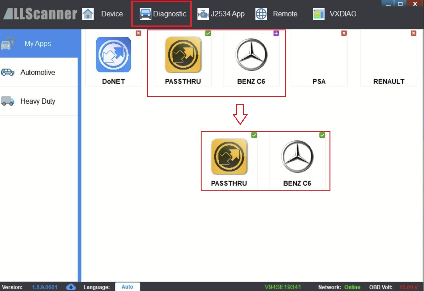 Diagnose im VX Manager